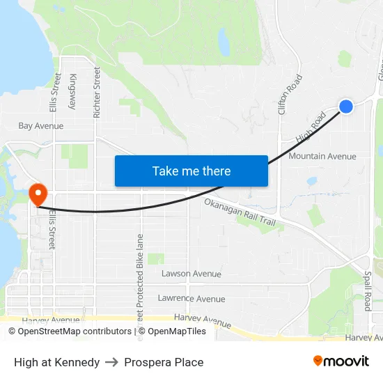 High at Kennedy to Prospera Place map