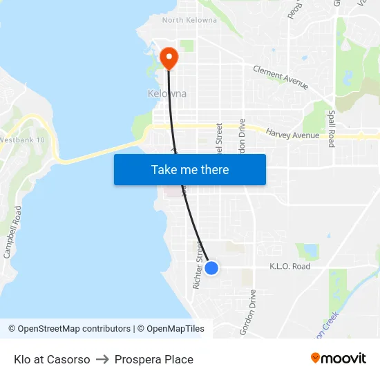 Klo at Casorso to Prospera Place map