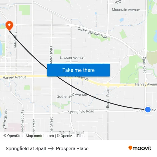Springfield at Spall to Prospera Place map