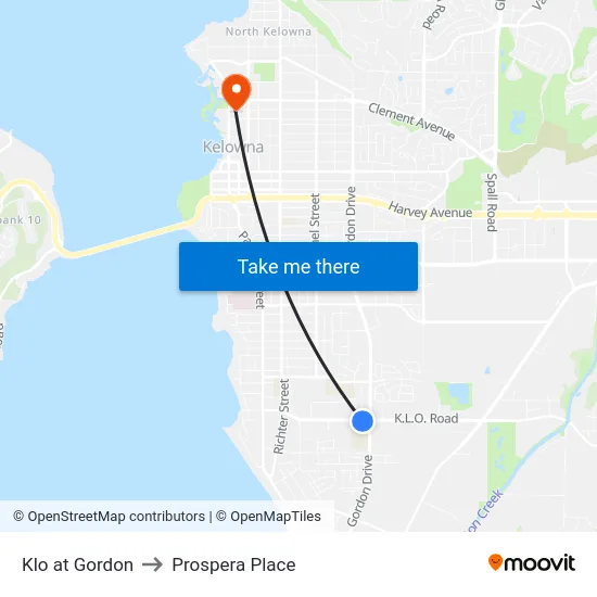Klo at Gordon to Prospera Place map