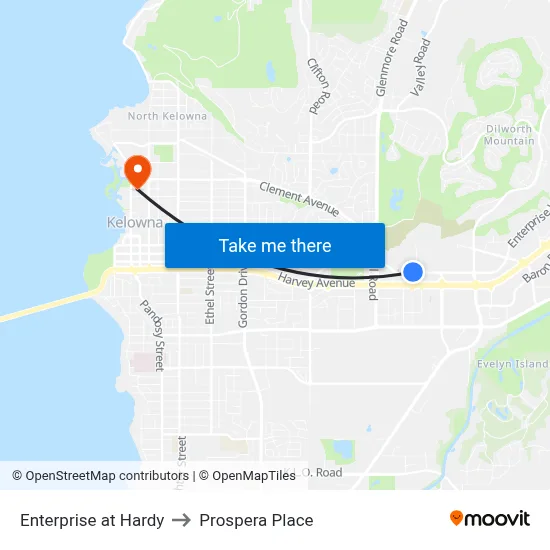 Enterprise at Hardy to Prospera Place map