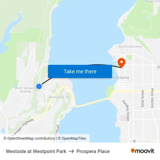Westside at Westpoint Park to Prospera Place map