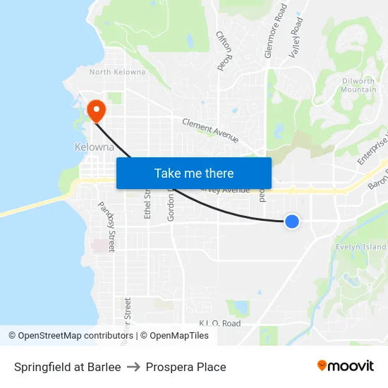 Springfield at Barlee to Prospera Place map