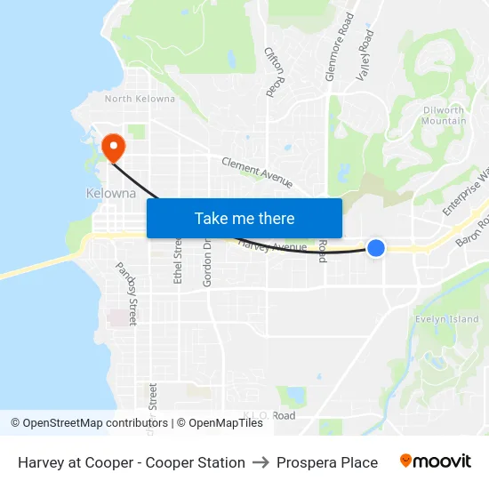 Harvey at Cooper - Cooper Station to Prospera Place map