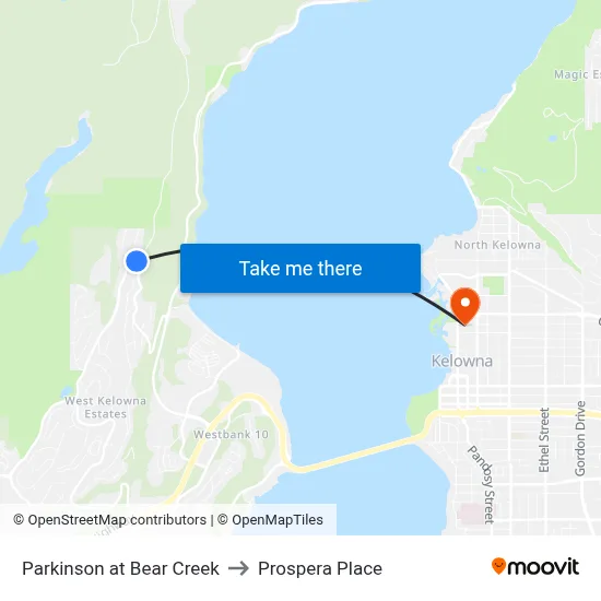 Parkinson at Bear Creek to Prospera Place map