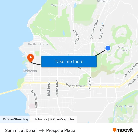 Summit at Denali to Prospera Place map