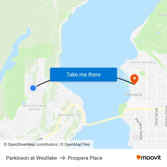 Parkinson at Westlake to Prospera Place map