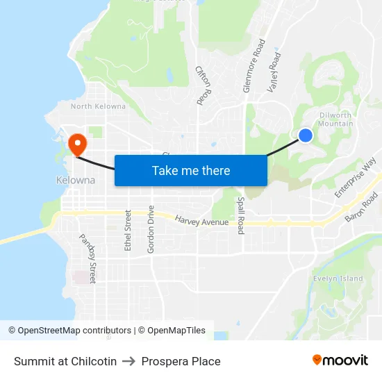 Summit at Chilcotin to Prospera Place map