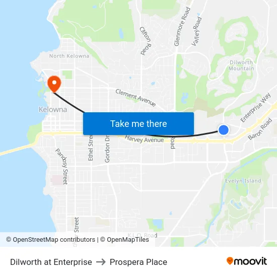 Dilworth at Enterprise to Prospera Place map