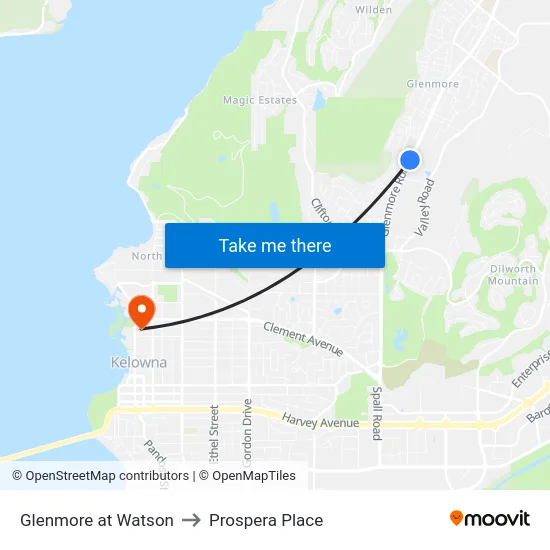 Glenmore at Watson to Prospera Place map