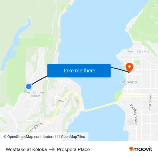 Westlake at Keloka to Prospera Place map