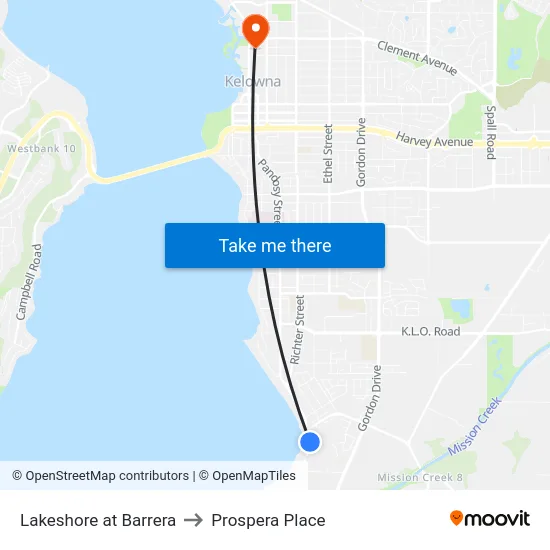 Lakeshore at Barrera to Prospera Place map