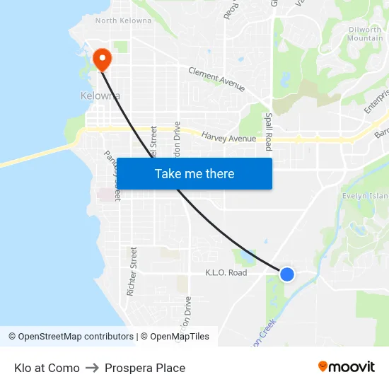 Klo at Como to Prospera Place map
