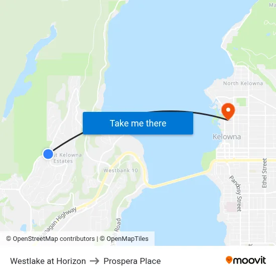 Westlake at Horizon to Prospera Place map