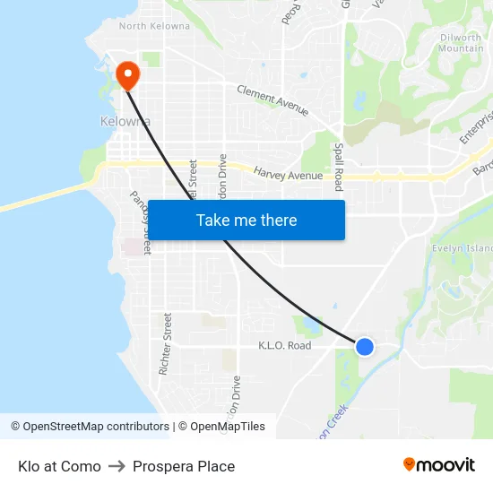 Klo at Como to Prospera Place map