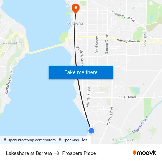 Lakeshore at Barrera to Prospera Place map