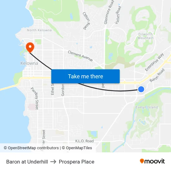 Baron at Underhill to Prospera Place map