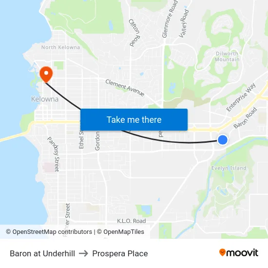 Baron at Underhill to Prospera Place map