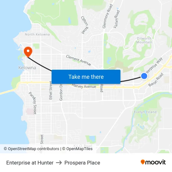 Enterprise at Hunter to Prospera Place map