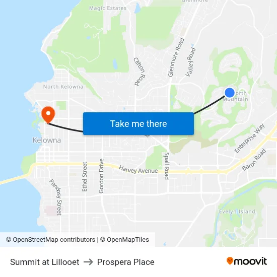 Summit at Lillooet to Prospera Place map