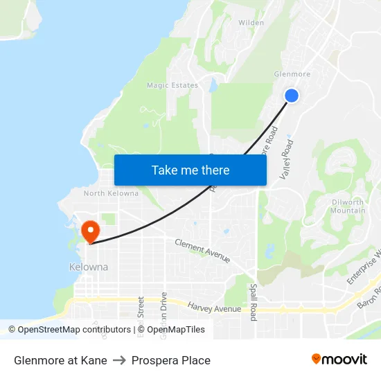 Glenmore at Kane to Prospera Place map