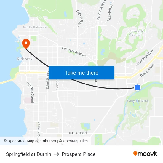 Springfield at Durnin to Prospera Place map