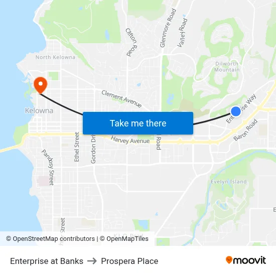 Enterprise at Banks to Prospera Place map