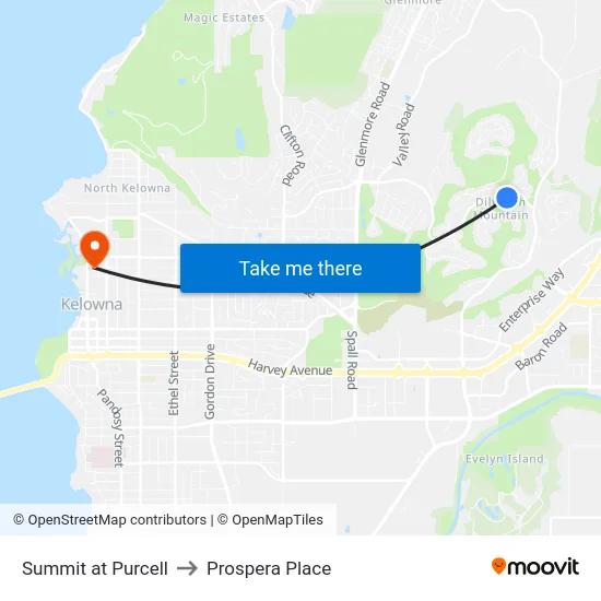 Summit at Purcell to Prospera Place map