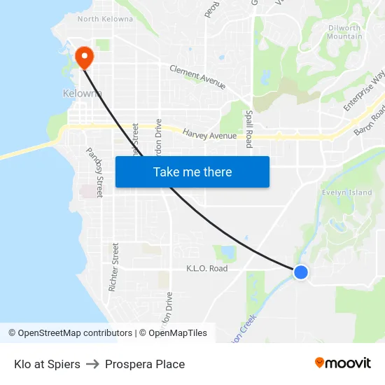 Klo at Spiers to Prospera Place map