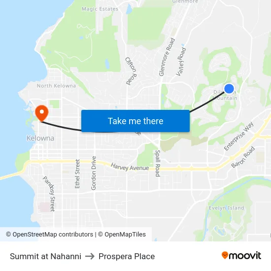 Summit at Nahanni to Prospera Place map