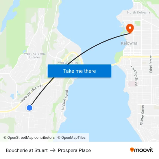 Boucherie at Stuart to Prospera Place map