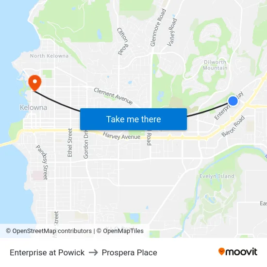 Enterprise at Powick to Prospera Place map