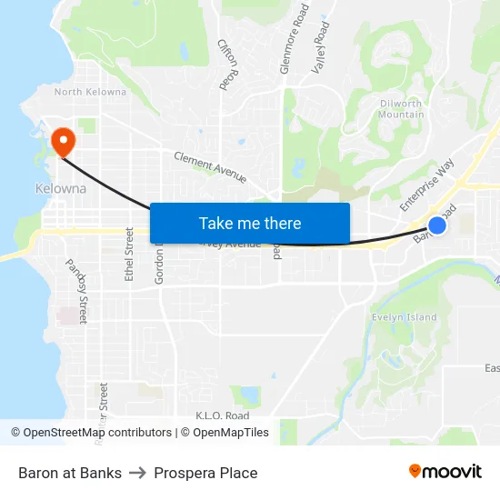 Baron at Banks to Prospera Place map