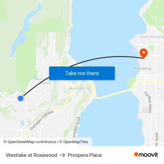 Westlake at Rosewood to Prospera Place map