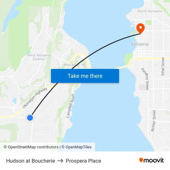 Hudson at Boucherie to Prospera Place map