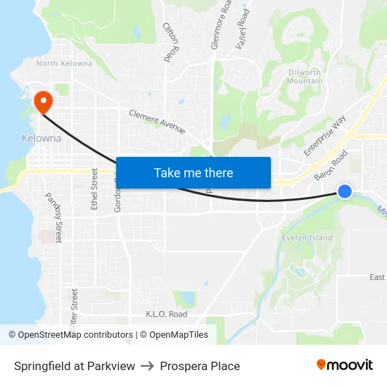 Springfield at Parkview to Prospera Place map