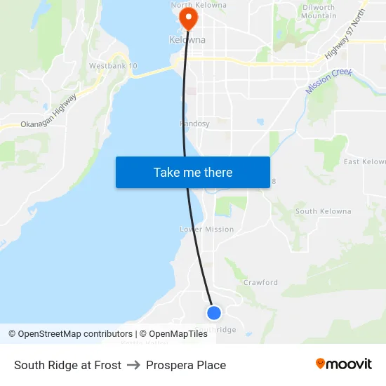 South Ridge at Frost to Prospera Place map