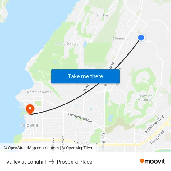 Valley at Longhill to Prospera Place map