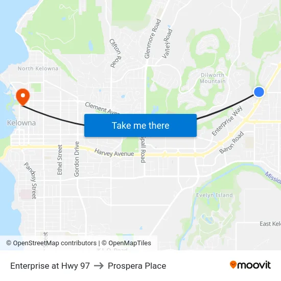 Enterprise at Hwy 97 to Prospera Place map