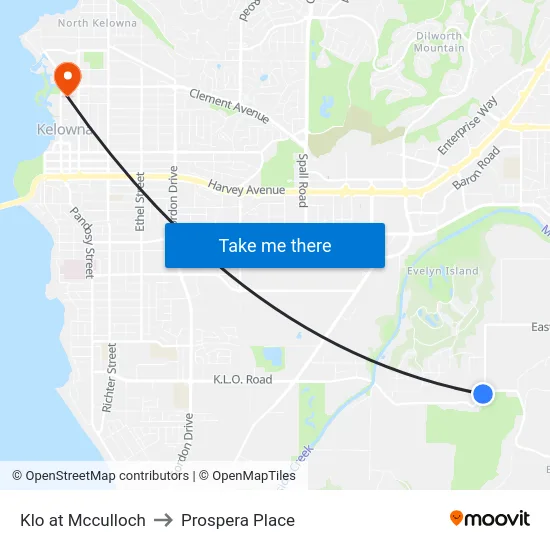 Klo at Mcculloch to Prospera Place map
