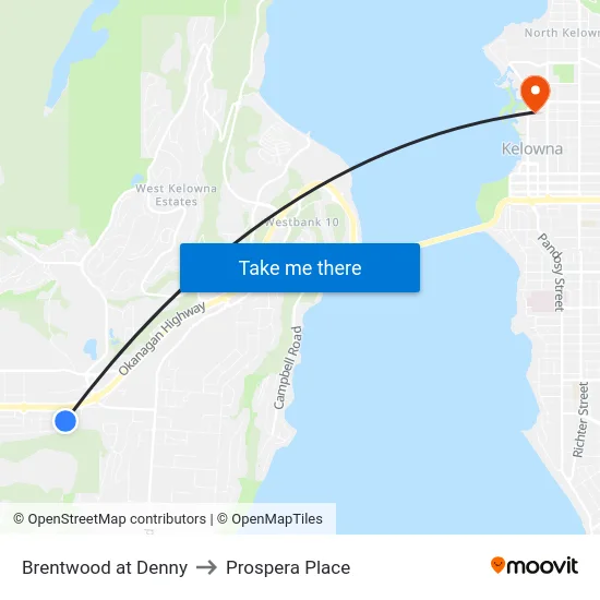 Brentwood at Denny to Prospera Place map