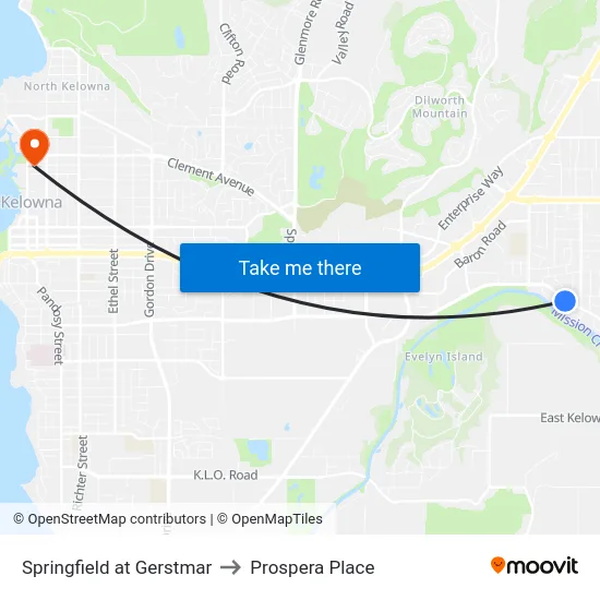 Springfield at Gerstmar to Prospera Place map