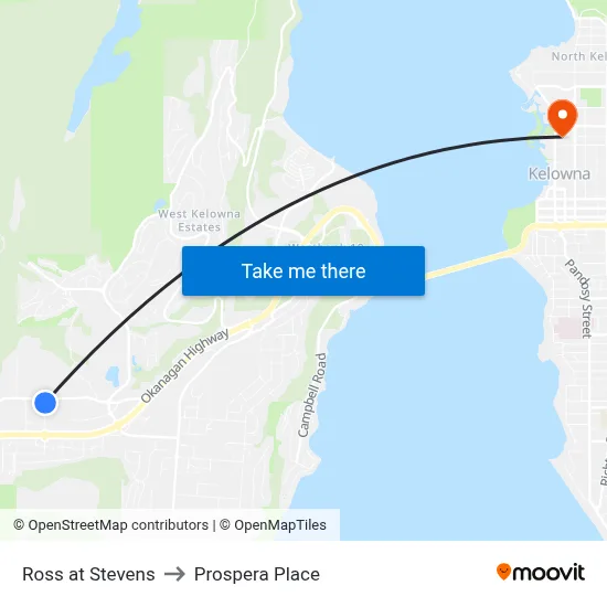 Ross at Stevens to Prospera Place map