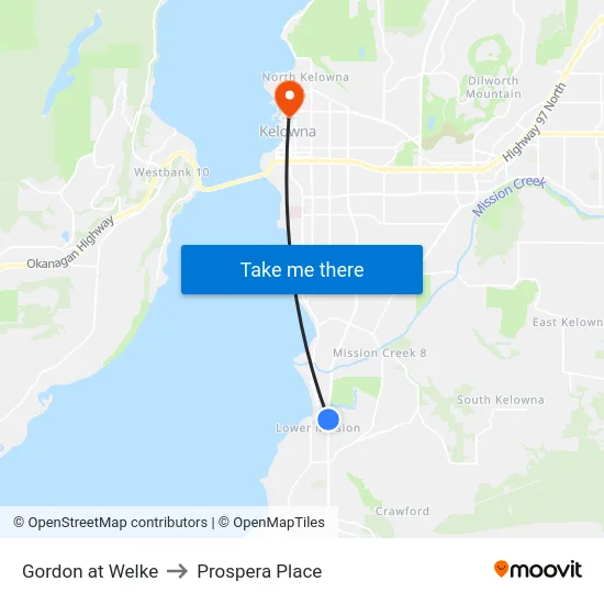 Gordon at Welke to Prospera Place map