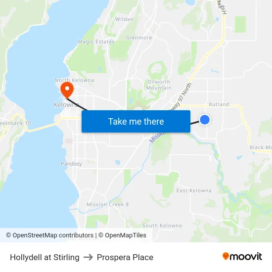 Hollydell at Stirling to Prospera Place map