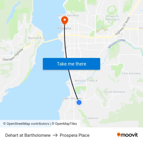 Dehart at Bartholomew to Prospera Place map