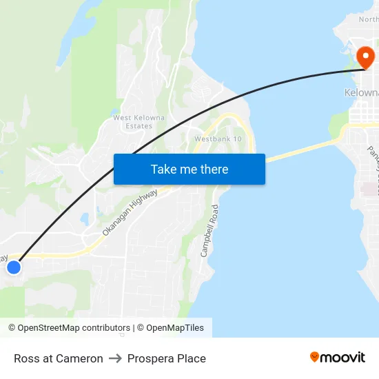 Ross at Cameron to Prospera Place map