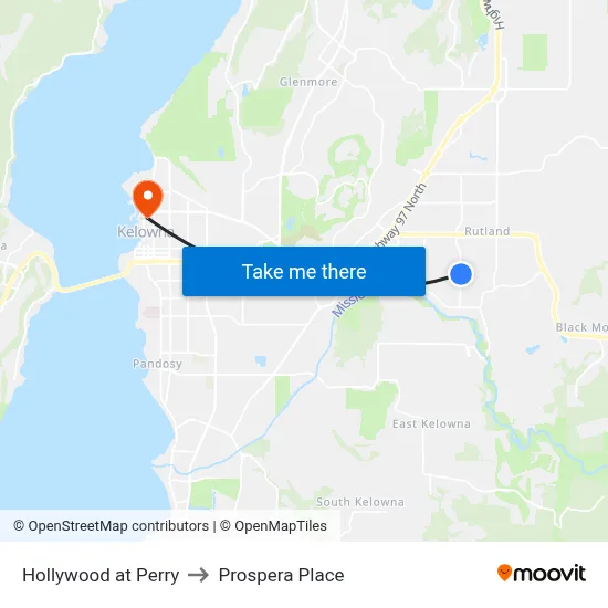 Hollywood at Perry to Prospera Place map