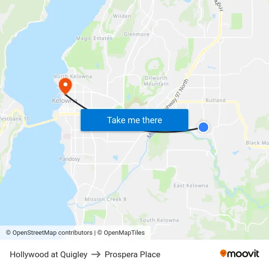 Hollywood at Quigley to Prospera Place map