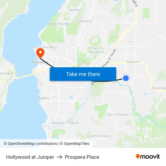 Hollywood at Juniper to Prospera Place map